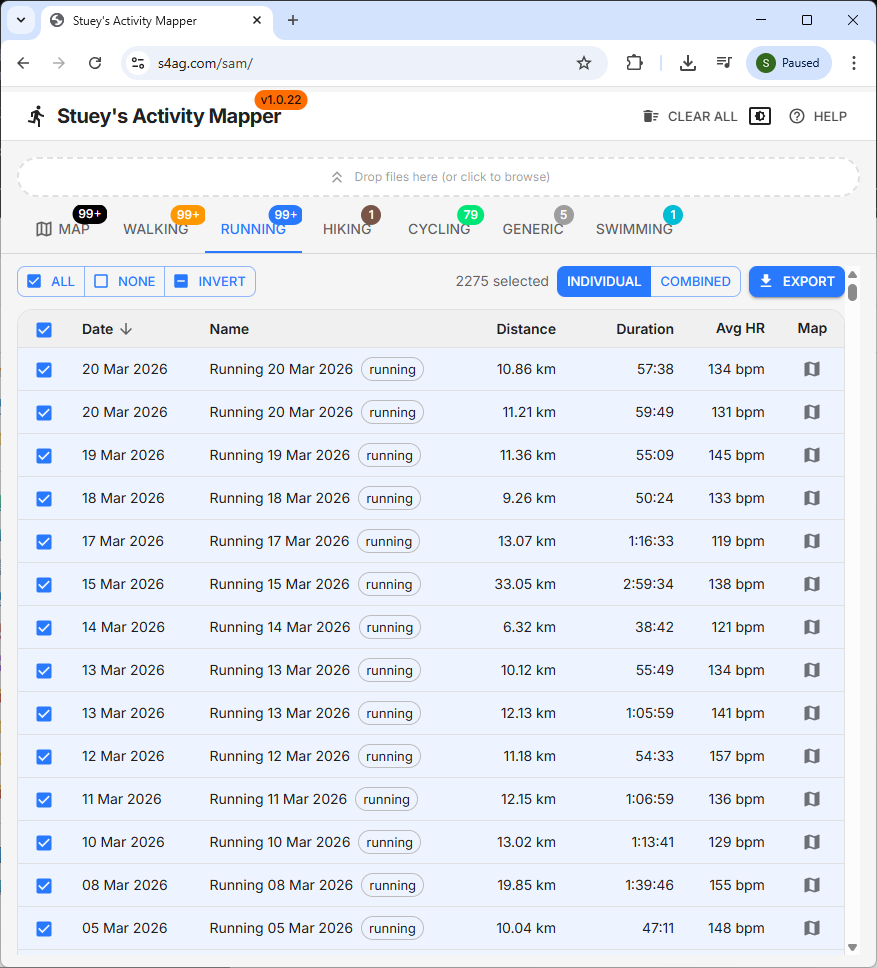 Stuey's Activity Mapper screen capture